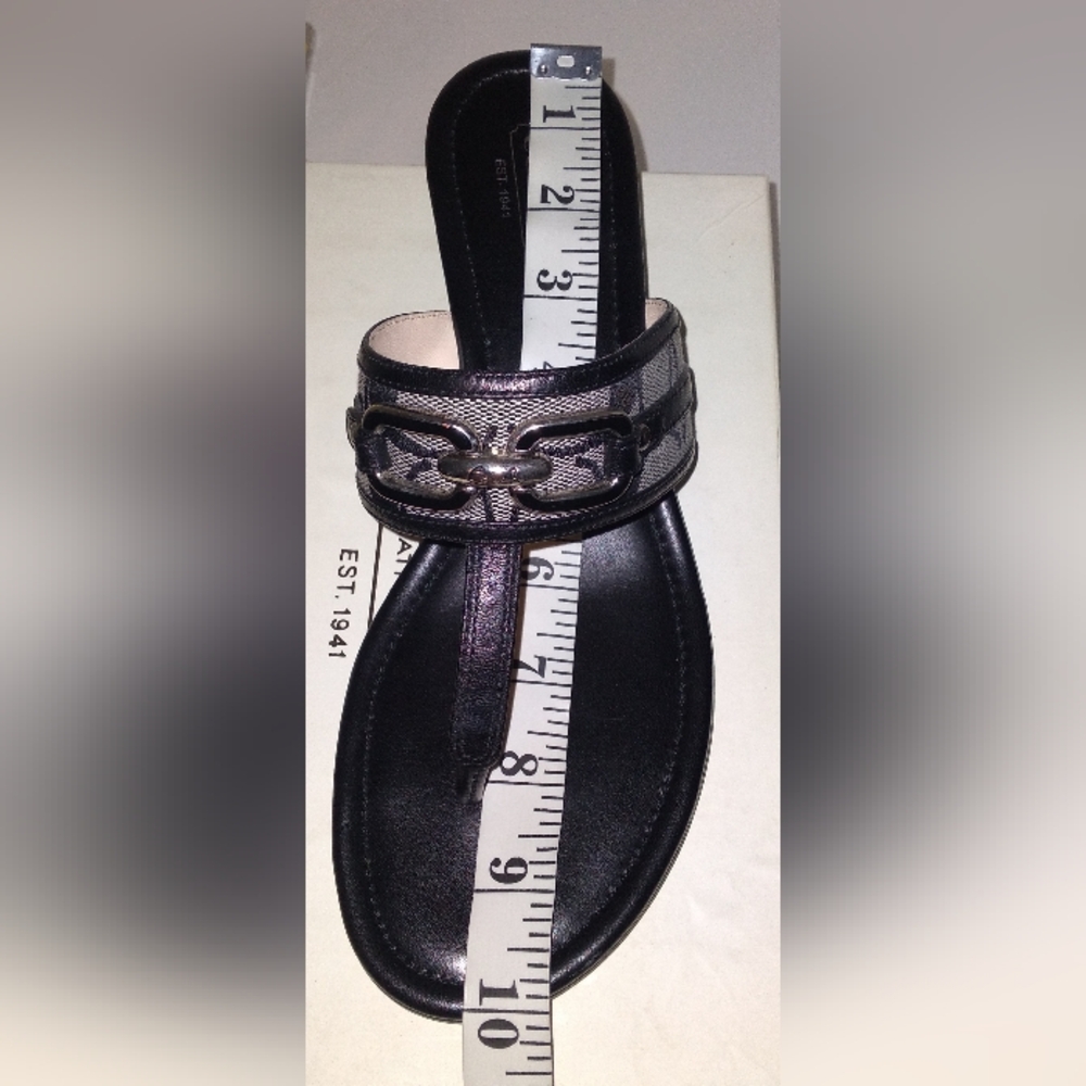 Coach Virginia Black/White/Grey Signature Wedge Sandals Size 8.5 - Picture 9 of 10